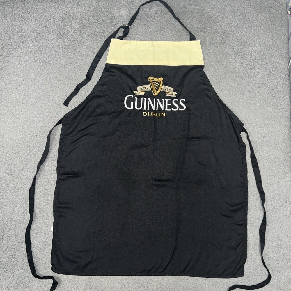 Official Guinness Dublin Pint Apron Black Cream Embroidered Logo Irish Licensed